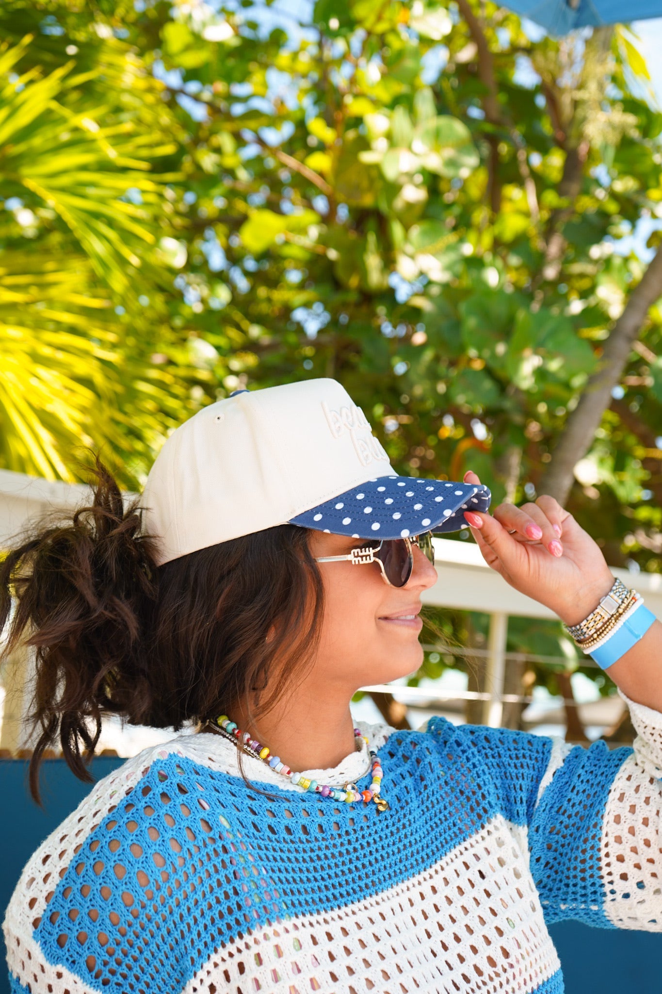 Beach Bum - Navy Polka Dot Hat