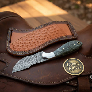 Damascus Charcoal Burl Resin Cowboy Knife product detail, view 2