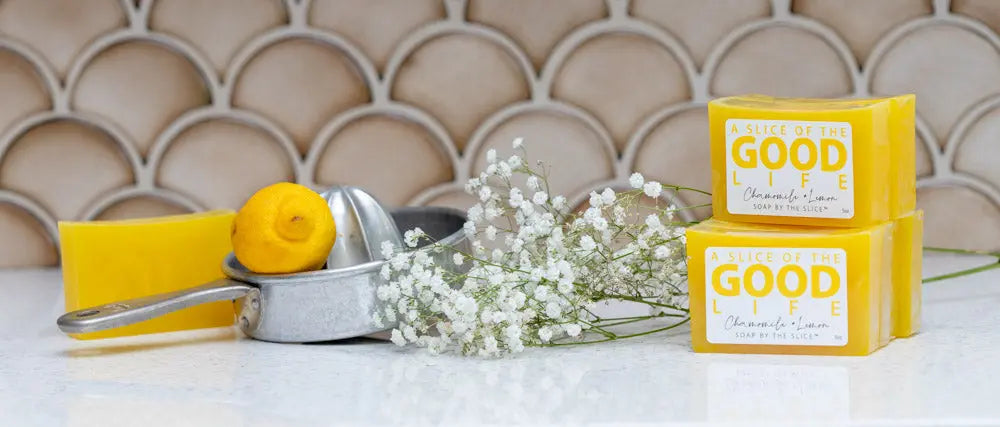 Chamomile + Lemon Soap Slice 5 Oz. by Essential Journeys, natural skincare detail photo 7