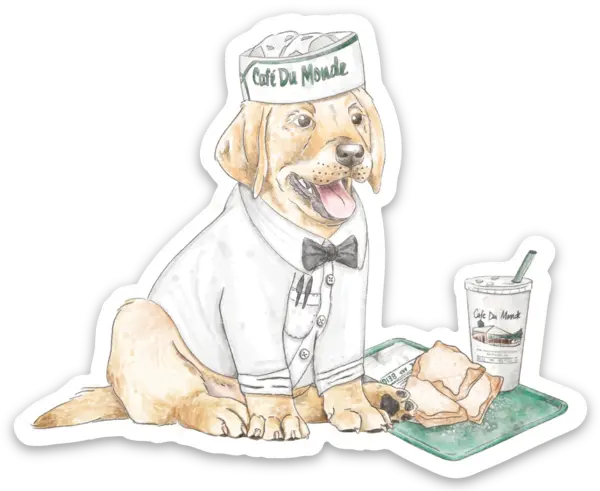 Cafe Du Monde Puppy Waiter Die Cut Stickers Nola Tawk