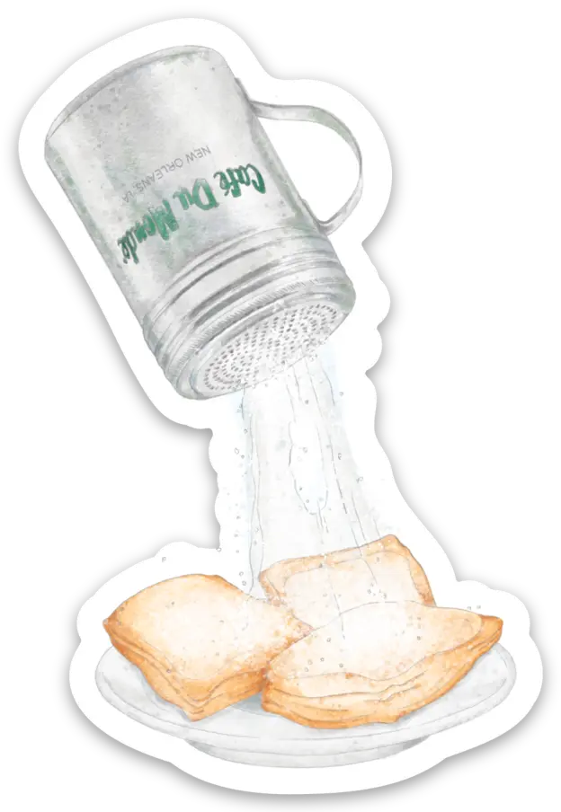 Cafe Du Monde Shaker Die Cut Stickers by Nola Tawk, vinyl decal main product photo