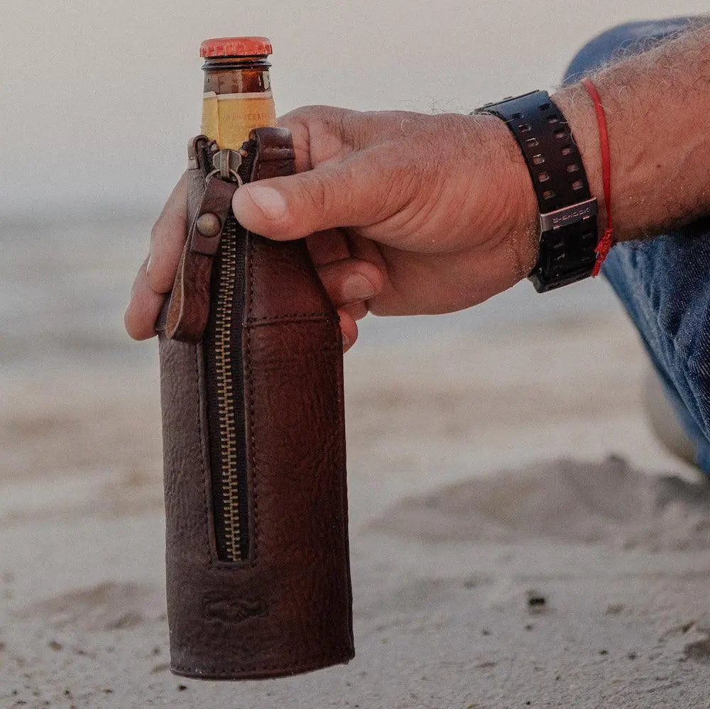 Campaign Leather Bottle Koozie Mission Mercantile Leather Goods