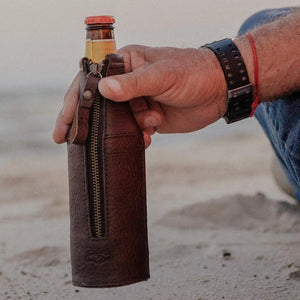 Campaign Leather Bottle Koozie Mission Mercantile Leather Goods