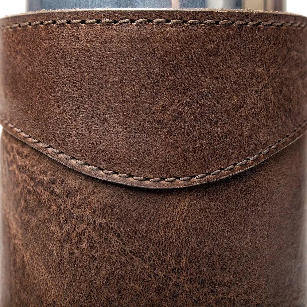 Campaign Leather Can Koozie by Mission Mercantile Leather Goods, custom drinkware detail photo 8