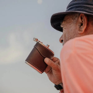 Campaign Leather Flask by Mission Mercantile Leather Goods, handmade leather goods detail photo 7