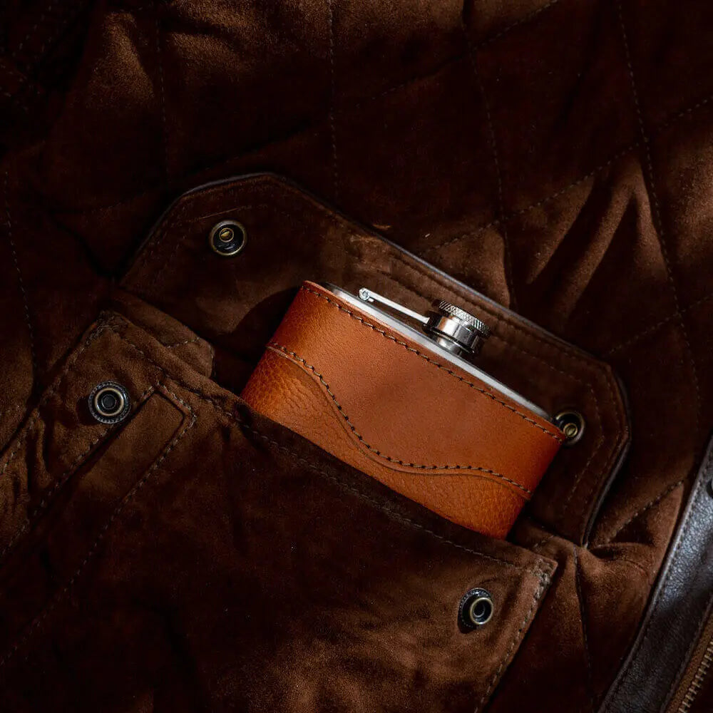 Campaign Leather Flask by Mission Mercantile Leather Goods, handmade leather goods detail photo 12