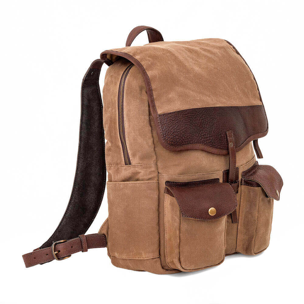 Campaign Waxed Canvas Backpack by Mission Mercantile Leather Goods, handmade leather goods detail photo 5