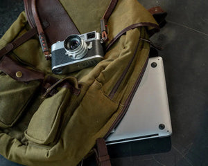 Campaign Waxed Canvas Backpack by Mission Mercantile Leather Goods, handmade leather goods detail photo 18