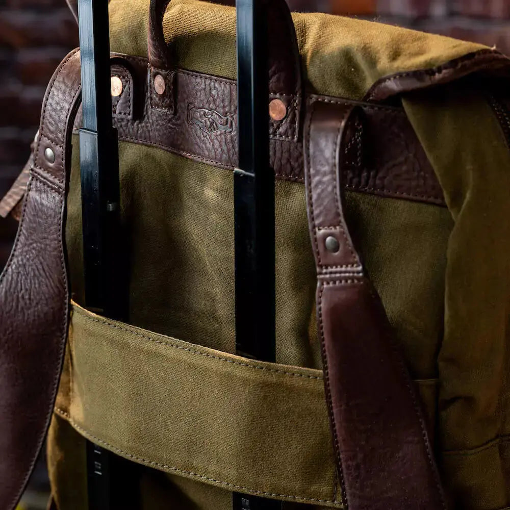 Campaign Waxed Canvas Backpack by Mission Mercantile Leather Goods, handmade leather goods detail photo 24