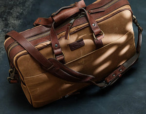 Campaign Waxed Canvas Briefcase by Mission Mercantile Leather Goods, handmade leather goods detail photo 3