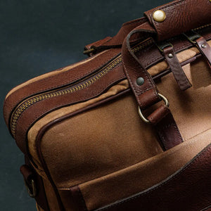 Campaign Waxed Canvas Briefcase by Mission Mercantile Leather Goods, handmade leather goods detail photo 4