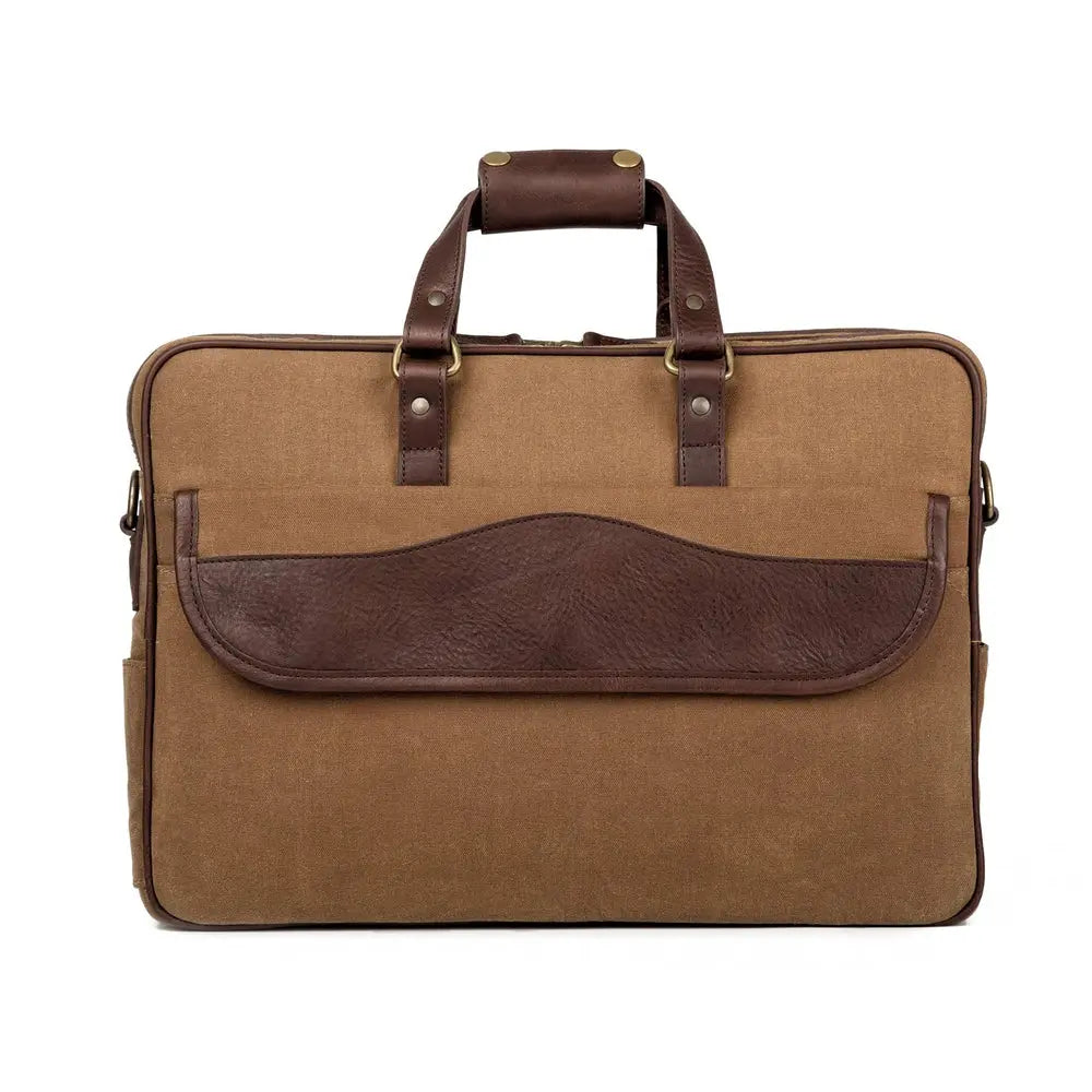 Campaign Waxed Canvas Briefcase by Mission Mercantile Leather Goods, handmade leather goods detail photo 5