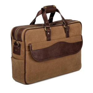Campaign Waxed Canvas Briefcase by Mission Mercantile Leather Goods, handmade leather goods detail photo 7