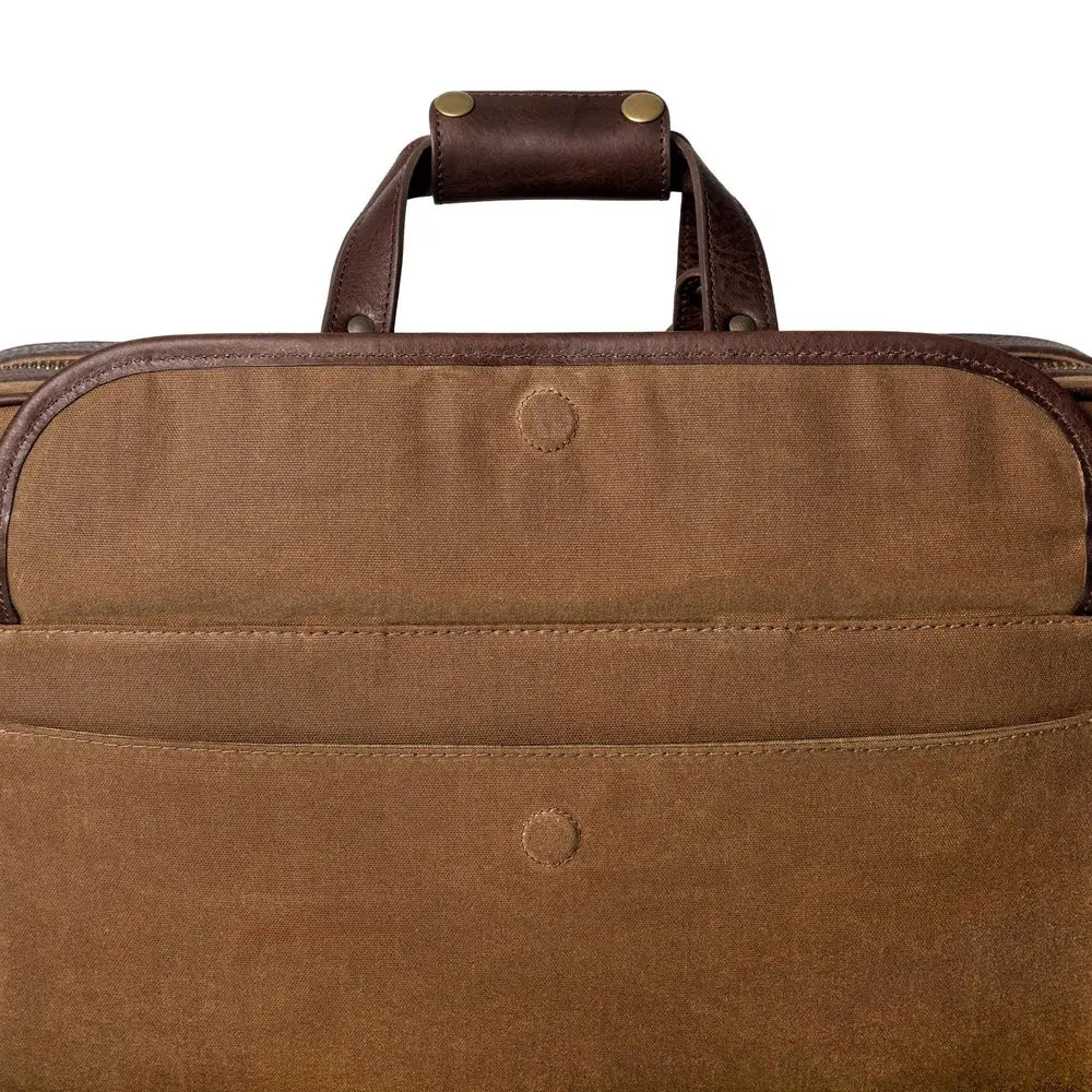 Campaign Waxed Canvas Briefcase by Mission Mercantile Leather Goods, handmade leather goods detail photo 9