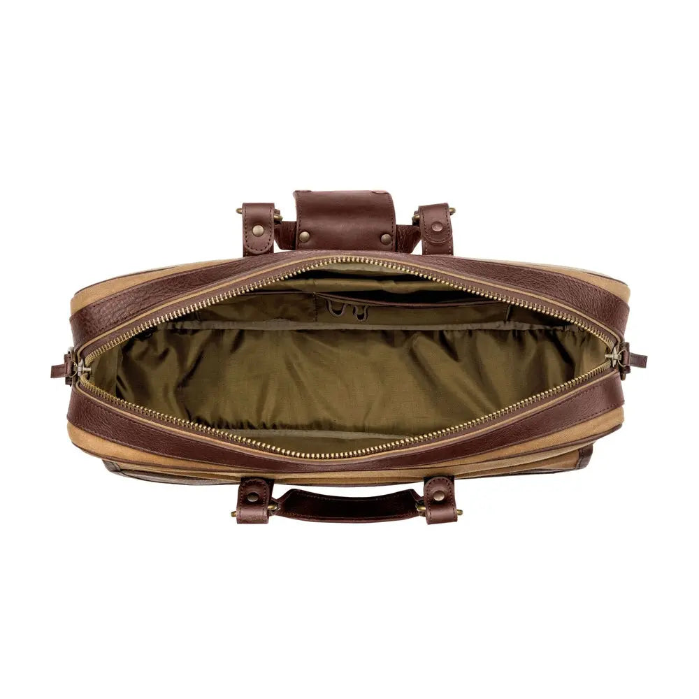 Campaign Waxed Canvas Briefcase by Mission Mercantile Leather Goods, handmade leather goods detail photo 10