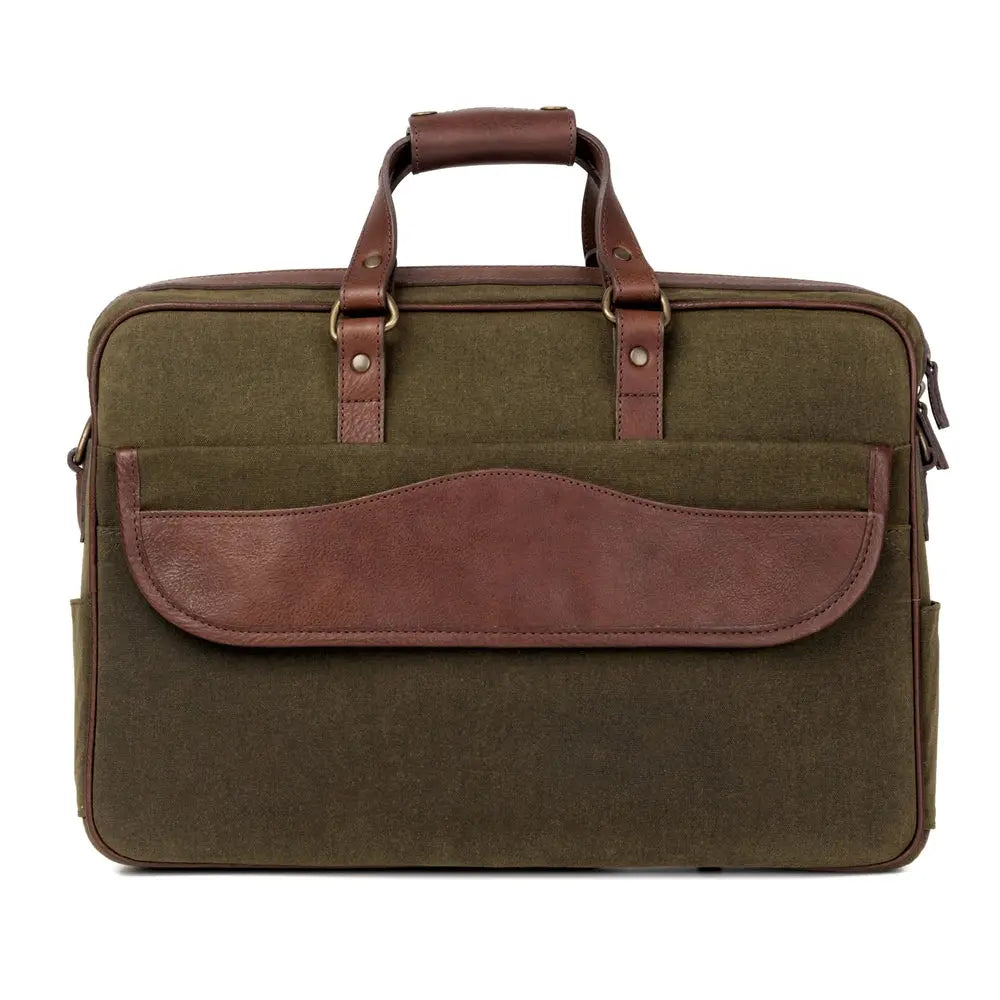 Campaign Waxed Canvas Briefcase by Mission Mercantile Leather Goods, handmade leather goods detail photo 11