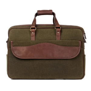 Campaign Waxed Canvas Briefcase by Mission Mercantile Leather Goods, handmade leather goods detail photo 11