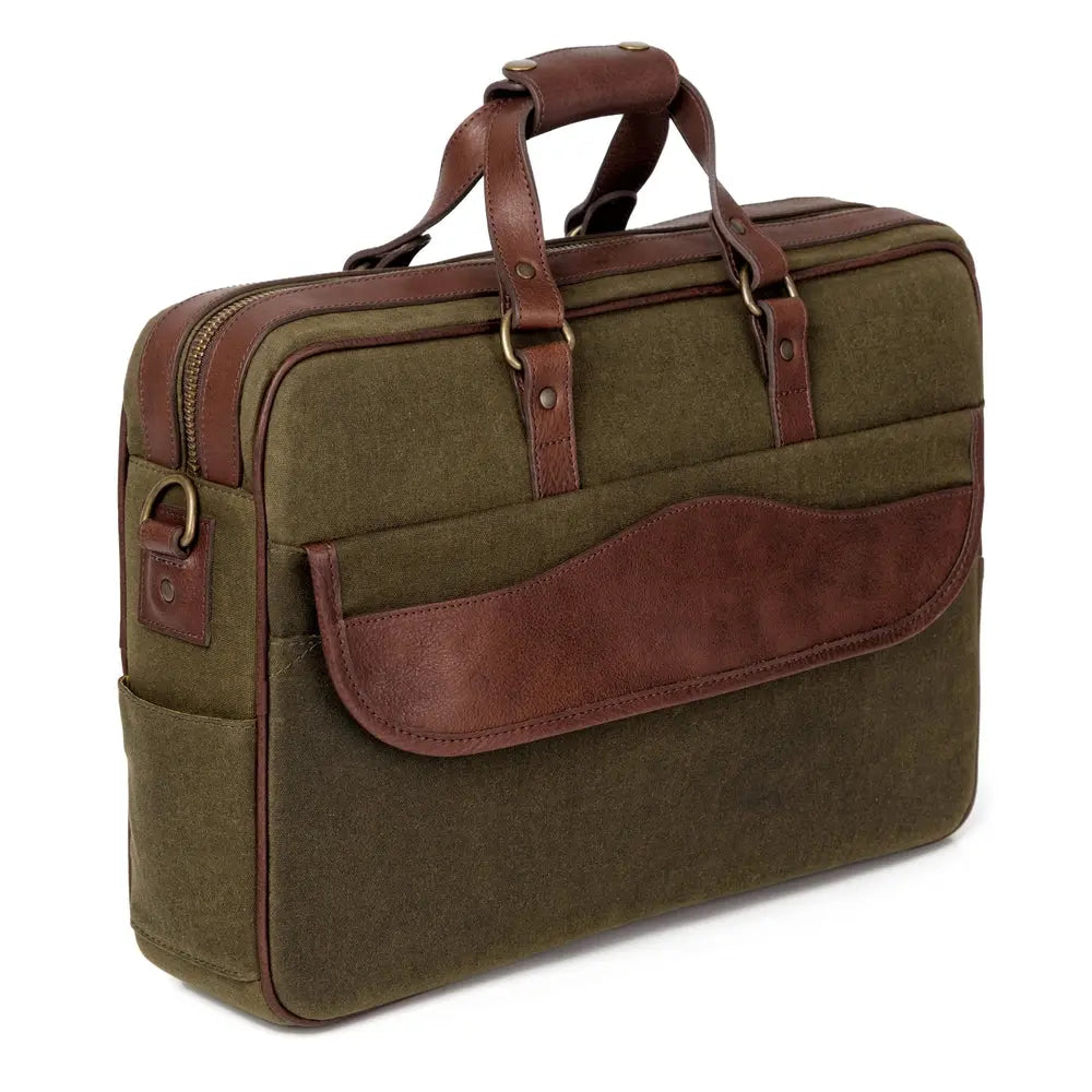 Campaign Waxed Canvas Briefcase by Mission Mercantile Leather Goods, handmade leather goods detail photo 12