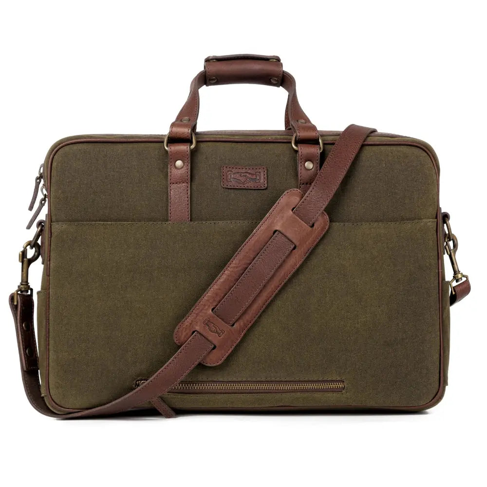 Campaign Waxed Canvas Briefcase by Mission Mercantile Leather Goods, handmade leather goods detail photo 13