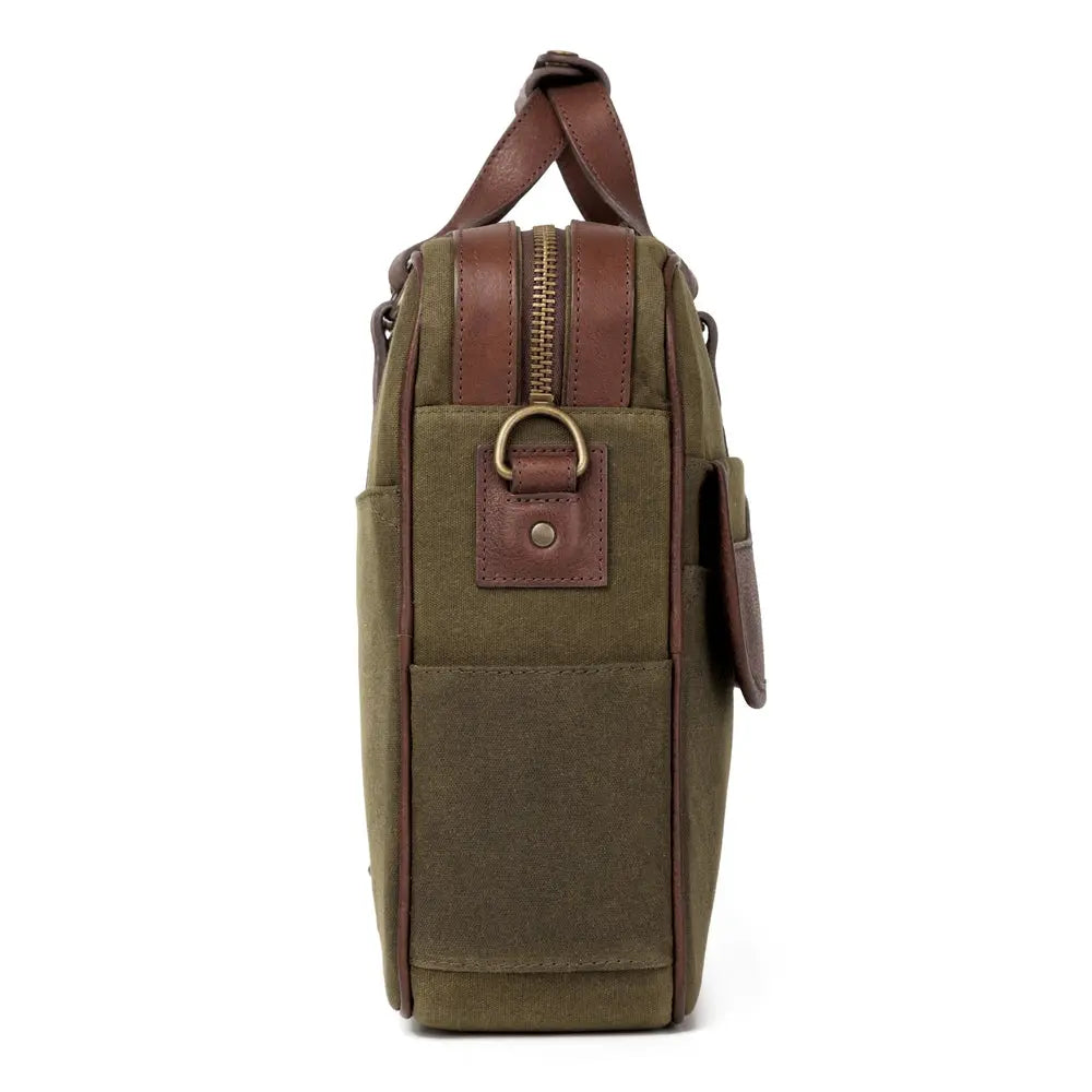 Campaign Waxed Canvas Briefcase by Mission Mercantile Leather Goods, handmade leather goods detail photo 14
