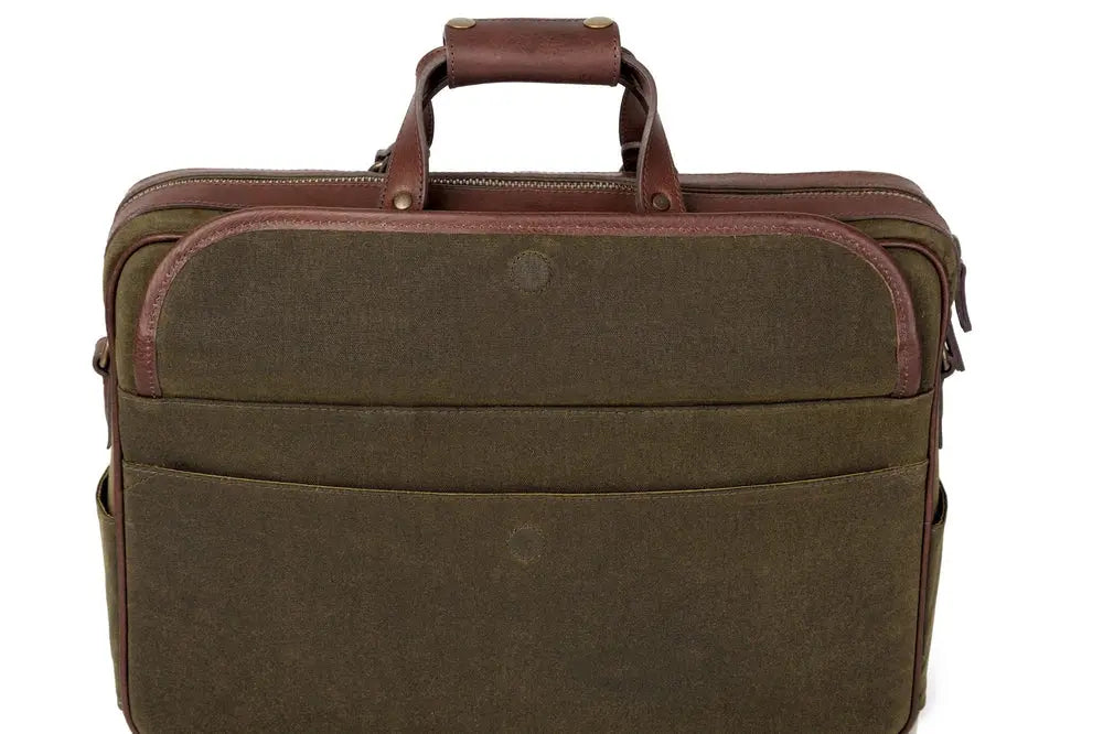 Campaign Waxed Canvas Briefcase by Mission Mercantile Leather Goods, handmade leather goods detail photo 15