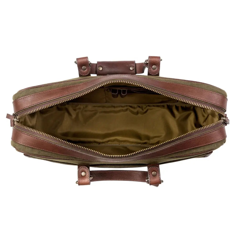 Campaign Waxed Canvas Briefcase by Mission Mercantile Leather Goods, handmade leather goods detail photo 16
