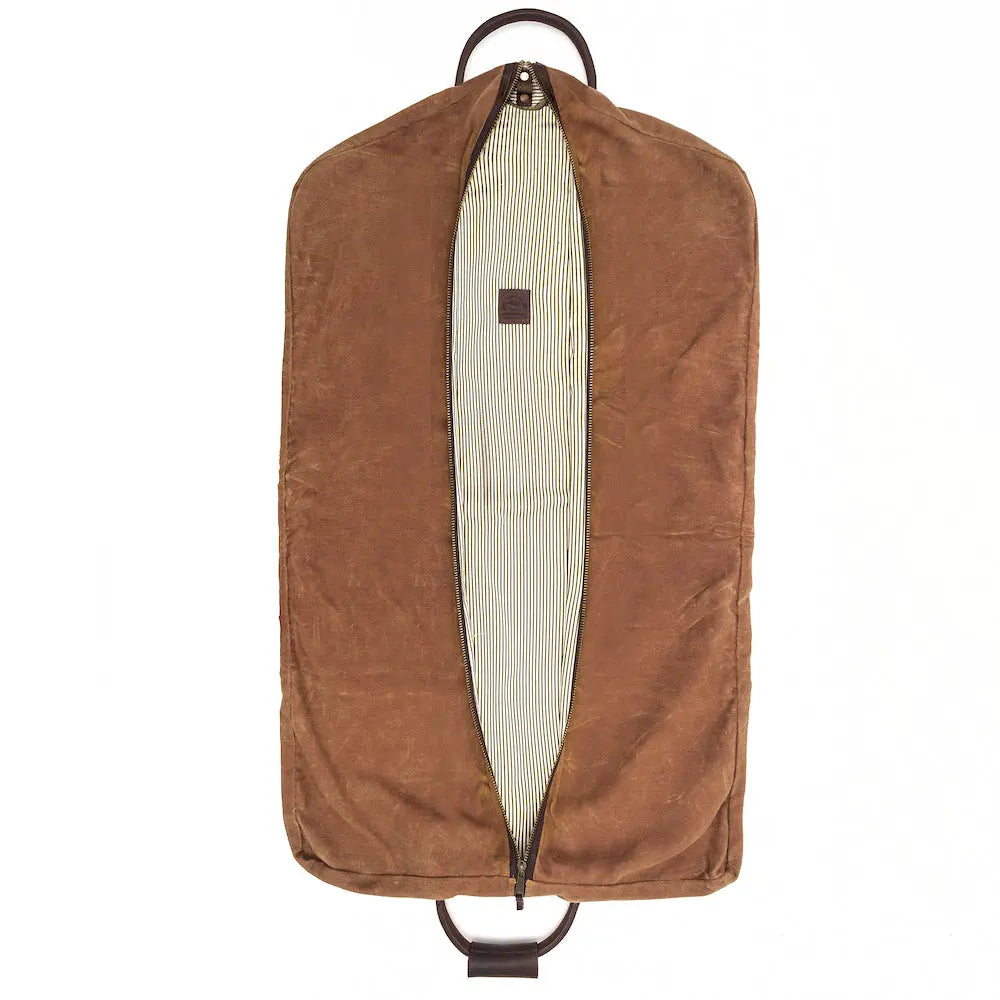 Campaign Waxed Canvas Garment Bag by Mission Mercantile Leather Goods, handmade leather goods detail photo 5