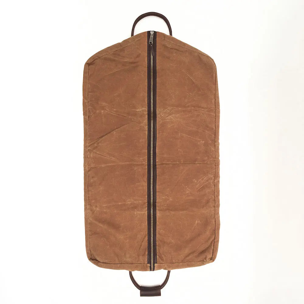 Campaign Waxed Canvas Garment Bag by Mission Mercantile Leather Goods, handmade leather goods detail photo 6