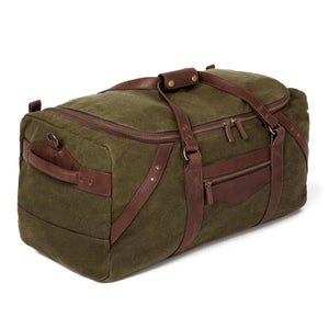 Campaign Waxed Canvas Large Duffle Bag by Mission Mercantile Leather Goods, handmade leather goods detail photo 15