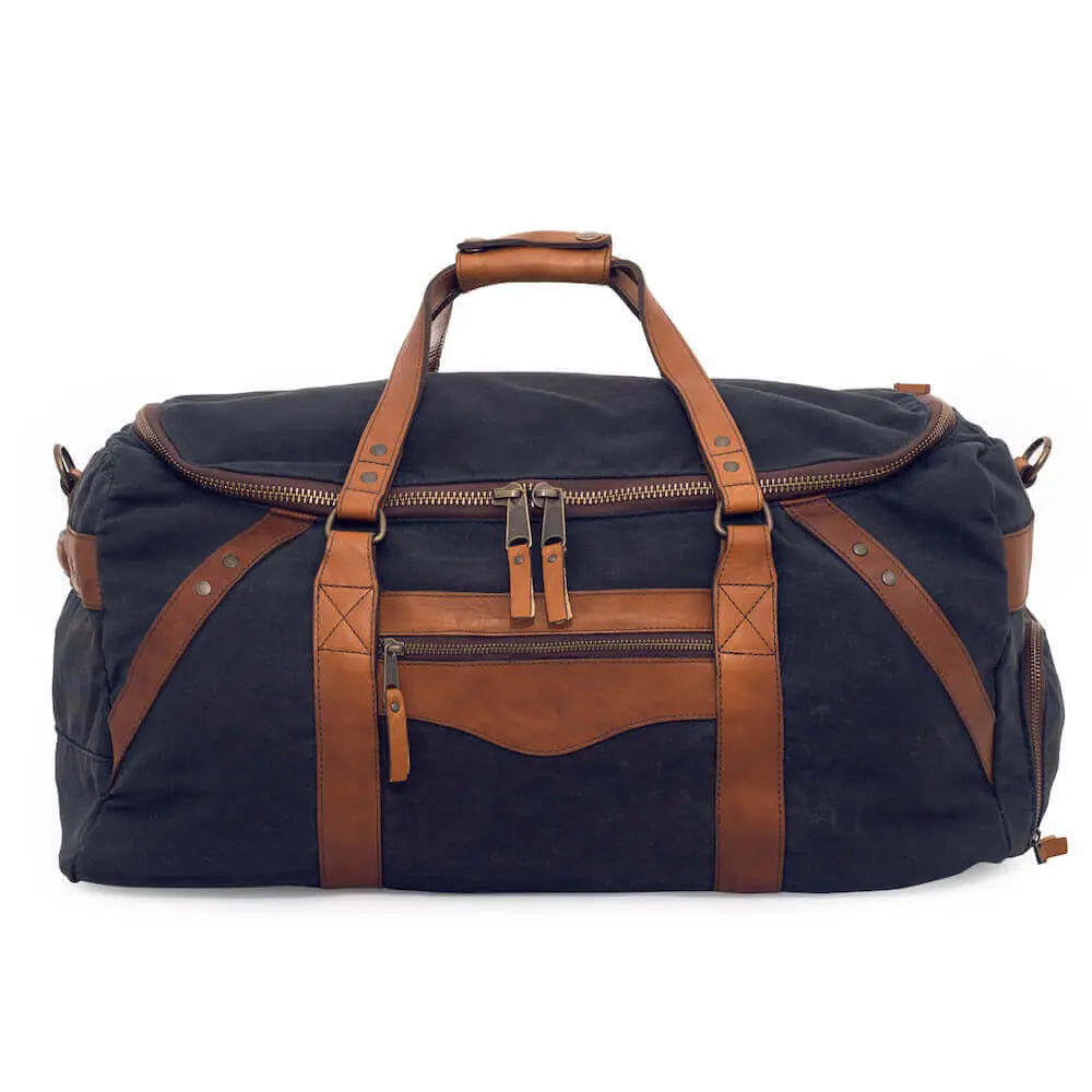 Campaign Waxed Canvas Large Duffle Bag by Mission Mercantile Leather Goods, handmade leather goods detail photo 22