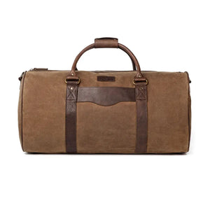 Campaign Waxed Canvas Large Field Duffle Bag by Mission Mercantile Leather Goods, handmade leather goods detail photo 3
