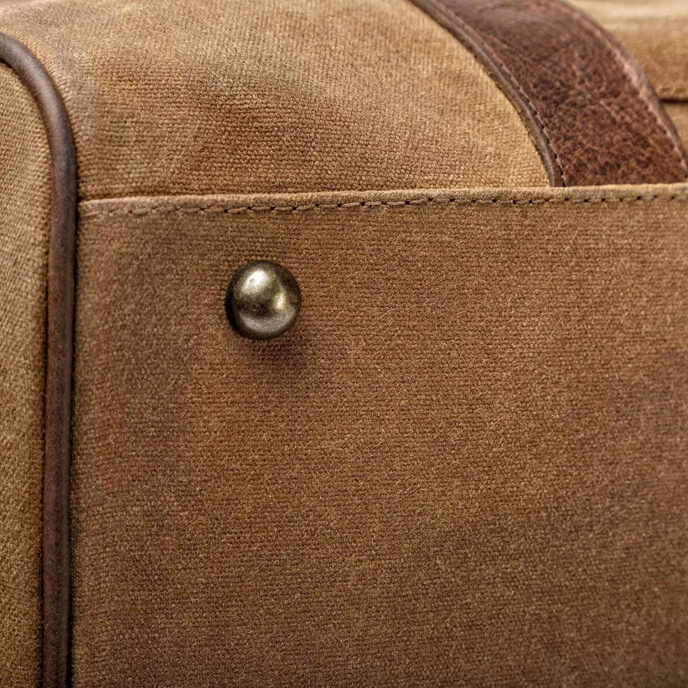 Campaign Waxed Canvas Large Field Duffle Bag by Mission Mercantile Leather Goods, handmade leather goods detail photo 8