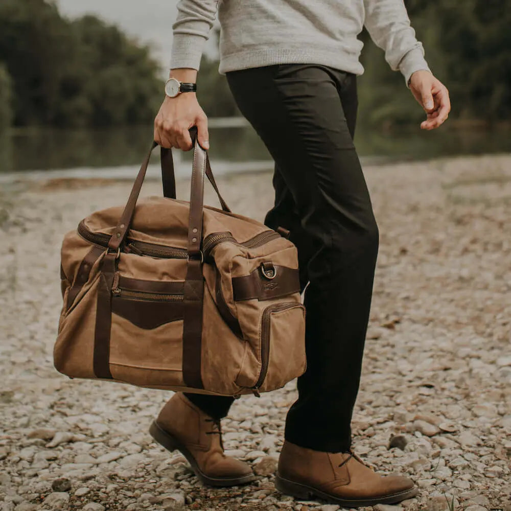 Campaign Waxed Canvas Medium Duffle Bag Mission Mercantile Leather Goods