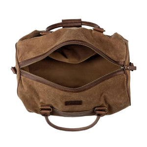 Campaign Waxed Canvas Medium Field Duffle Bag by Mission Mercantile Leather Goods, handmade leather goods detail photo 6