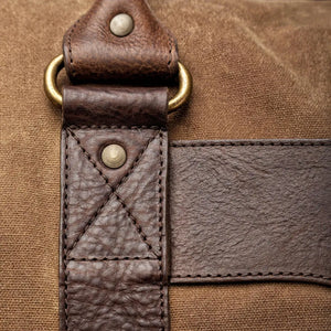 Campaign Waxed Canvas Medium Field Duffle Bag by Mission Mercantile Leather Goods, handmade leather goods detail photo 8