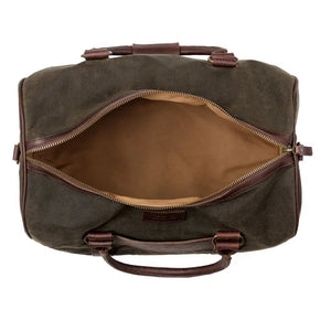 Campaign Waxed Canvas Medium Field Duffle Bag by Mission Mercantile Leather Goods, handmade leather goods detail photo 12