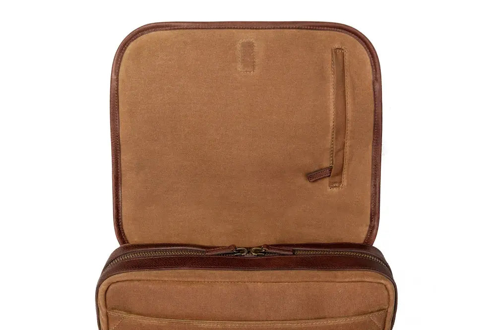 Campaign Waxed Canvas Messenger Bag by Mission Mercantile Leather Goods, handmade leather goods detail photo 6