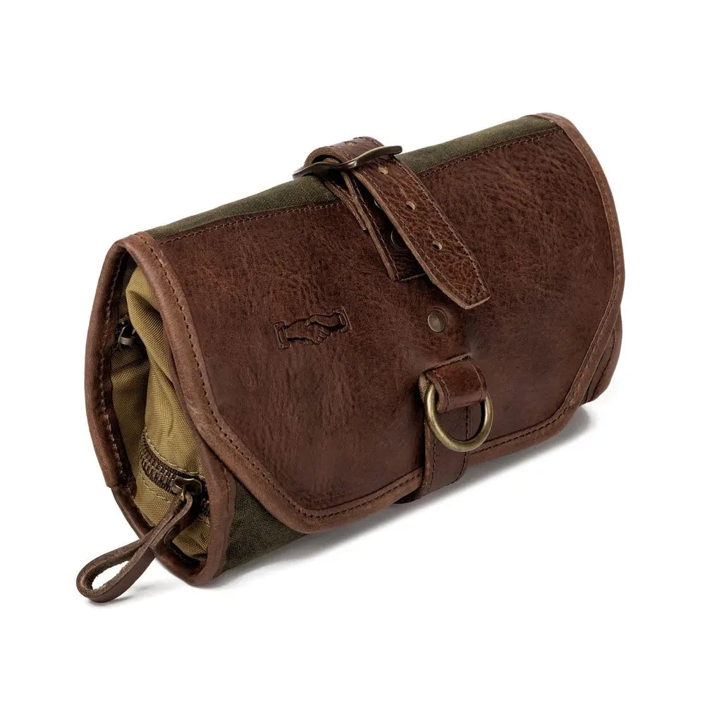Campaign Waxed Canvas Roll-Up Toiletry Shave Kit by Mission Mercantile Leather Goods, natural skincare detail photo 14