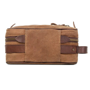 Campaign Waxed Canvas Toiletry Square Shave Kit by Mission Mercantile Leather Goods, natural skincare detail photo 4