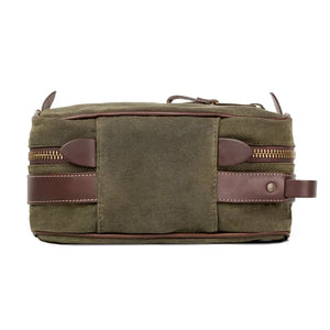 Campaign Waxed Canvas Toiletry Square Shave Kit by Mission Mercantile Leather Goods, natural skincare detail photo 10