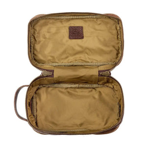 Campaign Waxed Canvas Toiletry Square Shave Kit by Mission Mercantile Leather Goods, natural skincare detail photo 12