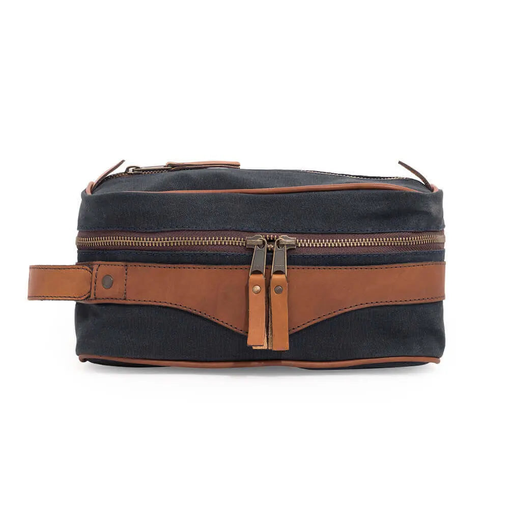 Campaign Waxed Canvas Toiletry Square Shave Kit by Mission Mercantile Leather Goods, natural skincare detail photo 19