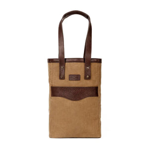Campaign Waxed Canvas Two Bottle Wine Tote by Mission Mercantile Leather Goods, handmade leather goods main product photo