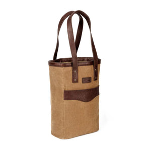 Campaign Waxed Canvas Two Bottle Wine Tote by Mission Mercantile Leather Goods, handmade leather goods detail photo 3