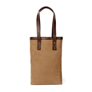 Campaign Waxed Canvas Two Bottle Wine Tote by Mission Mercantile Leather Goods, handmade leather goods detail photo 4