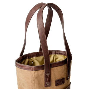Campaign Waxed Canvas Two Bottle Wine Tote by Mission Mercantile Leather Goods, handmade leather goods detail photo 5