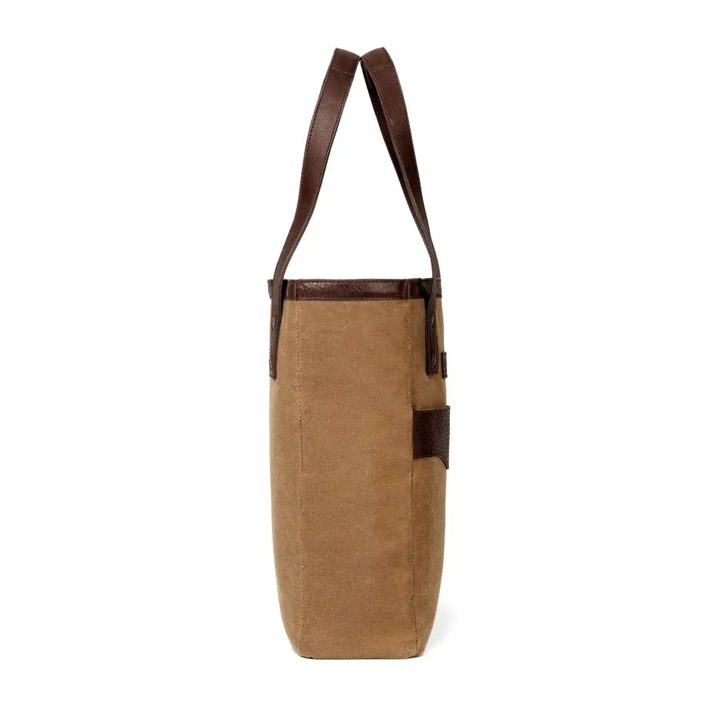 Campaign Waxed Canvas Two Bottle Wine Tote by Mission Mercantile Leather Goods, handmade leather goods detail photo 6