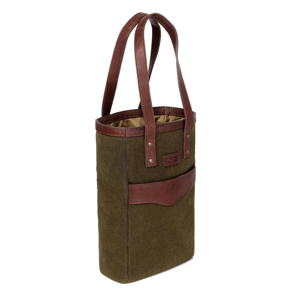Campaign Waxed Canvas Two Bottle Wine Tote by Mission Mercantile Leather Goods, handmade leather goods detail photo 8