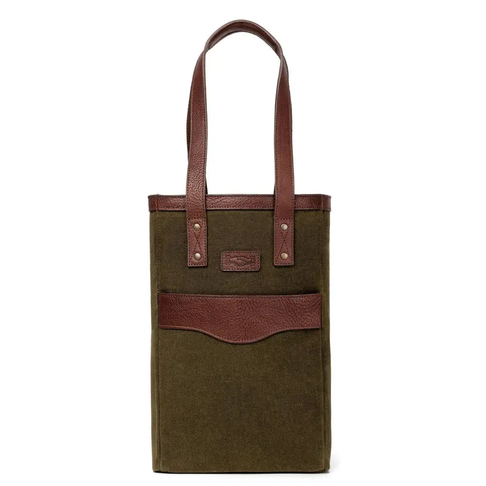 Campaign Waxed Canvas Two Bottle Wine Tote by Mission Mercantile Leather Goods, handmade leather goods detail photo 9