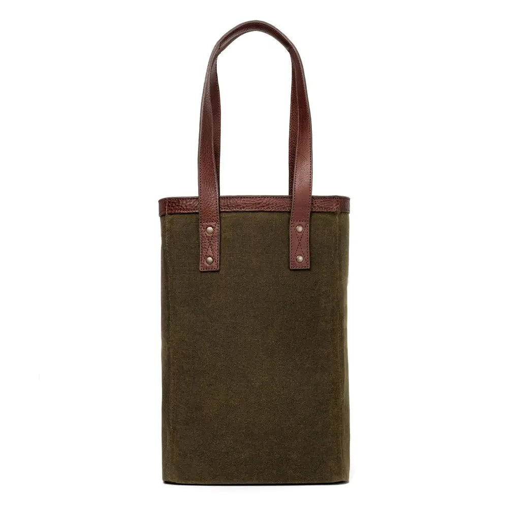 Campaign Waxed Canvas Two Bottle Wine Tote by Mission Mercantile Leather Goods, handmade leather goods detail photo 10